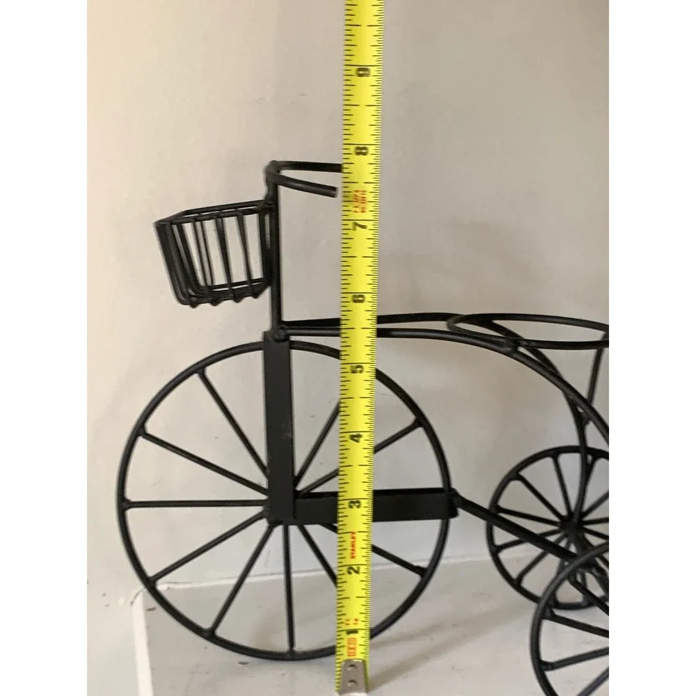 Vintage Black Metal Tricycle‎ Plant Stand Decorative Bicycle Planter Basket